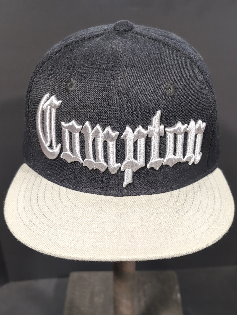 Nothing Nowhere,Compton Flat Bill Black/White Snapback Hat.